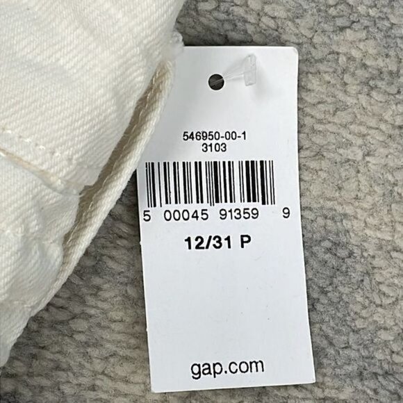 NWT Gap Boyfriend Draw Cord High Rise Distressed Jeans Paperbag Off White Sz 31P - Picture 14 of 15